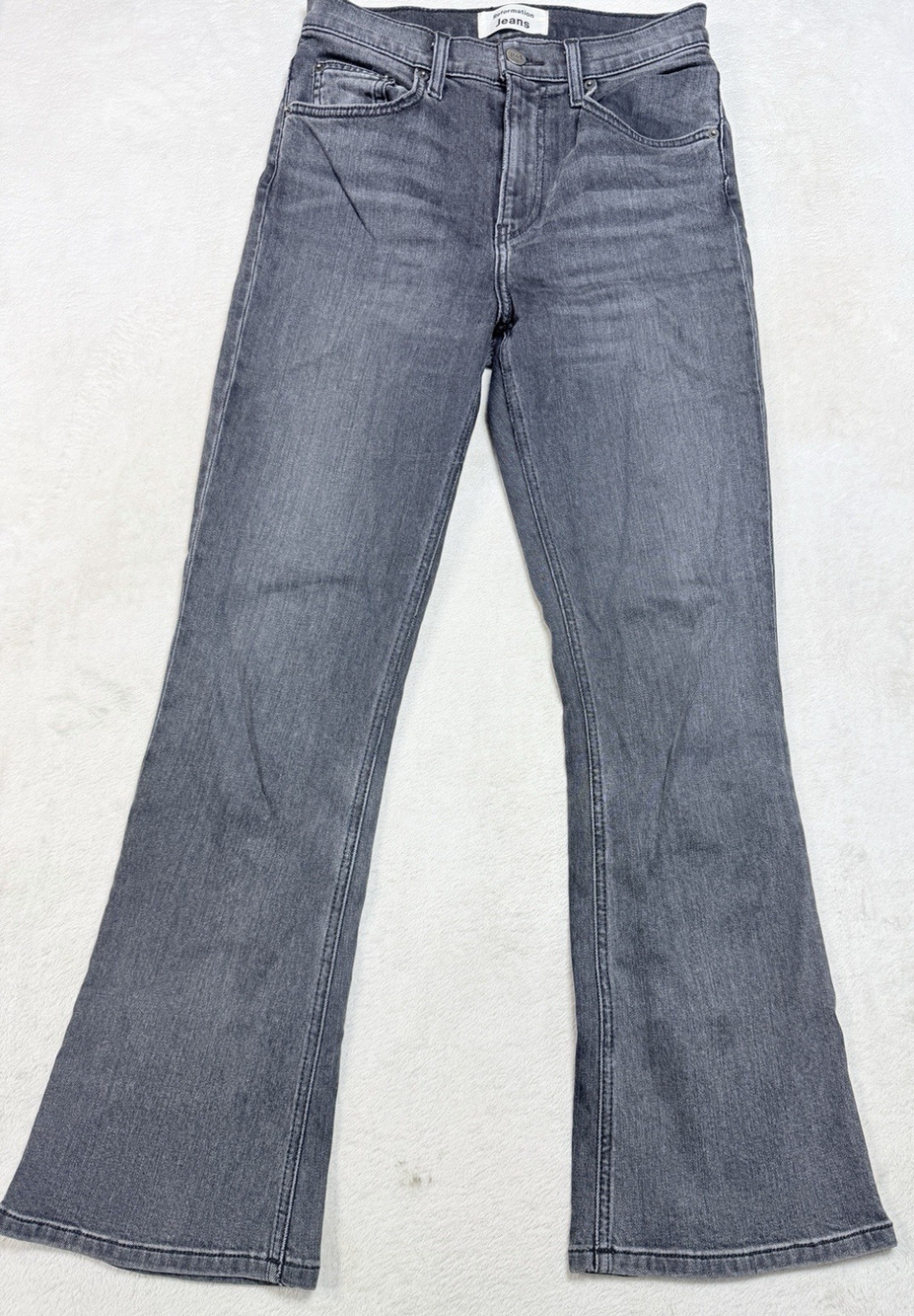 Reformation Jessie High Crop Boot Jeans 25 Redondo Faded Black Flare Stretch